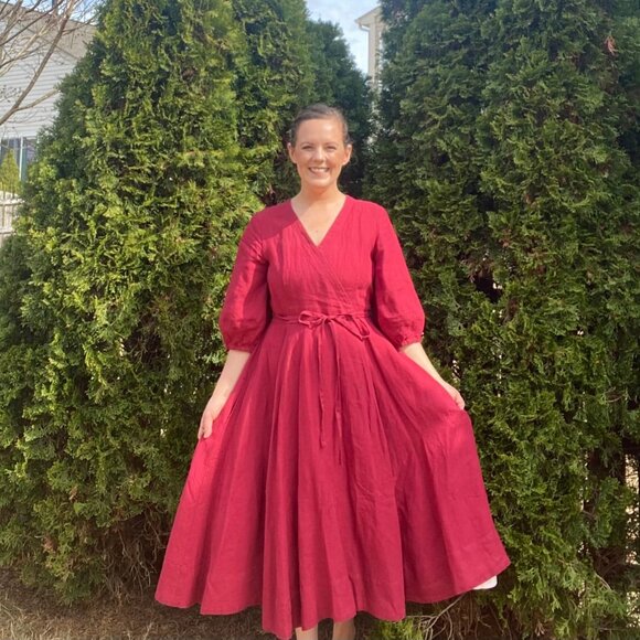 Son de Flor Dresses & Skirts - $294 Like New Son de Flor Gaia Wrap Dress - Marsala Red Size Medium